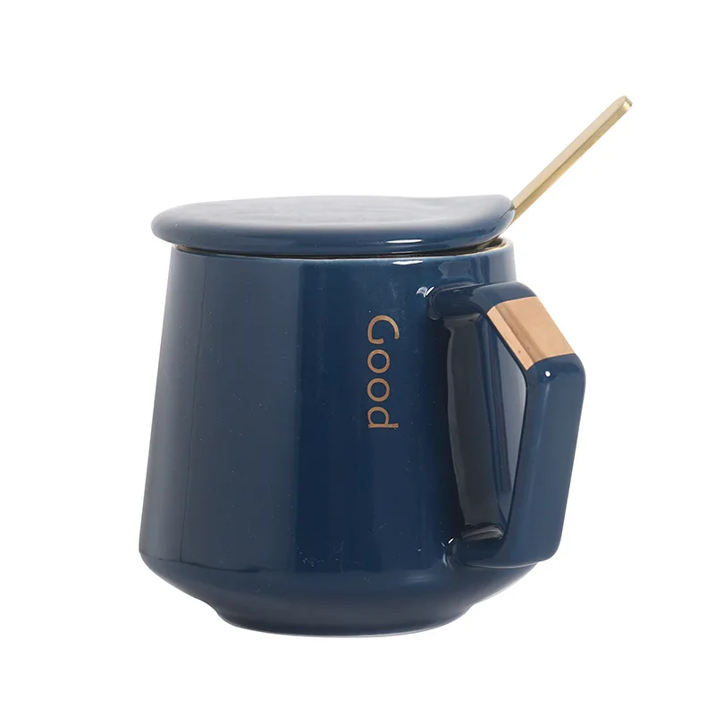 Простой расписанные золотом керамический Кофе стаканчик с крышкой для кубиков