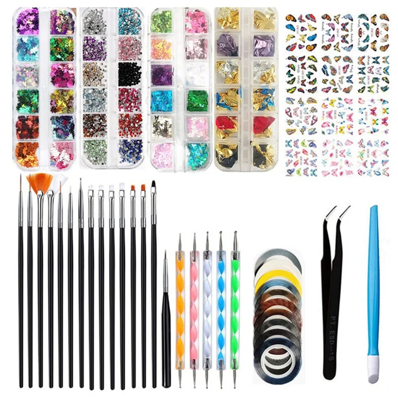 

Nail Art Kit,Nail Art Brush, 3D Nail Art Decorations Kit with Nail Pen Designer Dotting Tools
