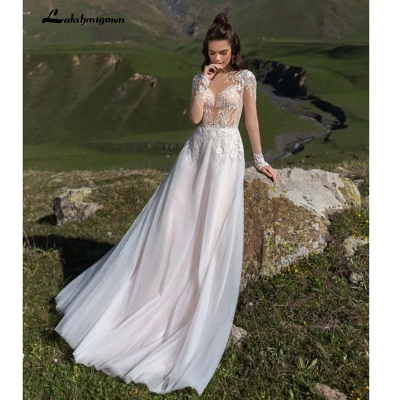 

Romantic Appliques Lace A-Line wedding dress Sweetheart with Sleeve Bride Gown 2021 Pink Princess Vestido de Noiva