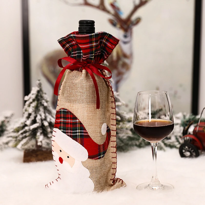 

Newly Christmas Decor Xmas Gift Bag Chair Covers Wine Bottle Covers Dinning Decoration For Home Restaurant Festival Party