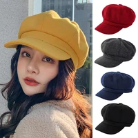 60hotberet hats exquisite stitching thick woolen casual all match decorative winter beret caps for women
