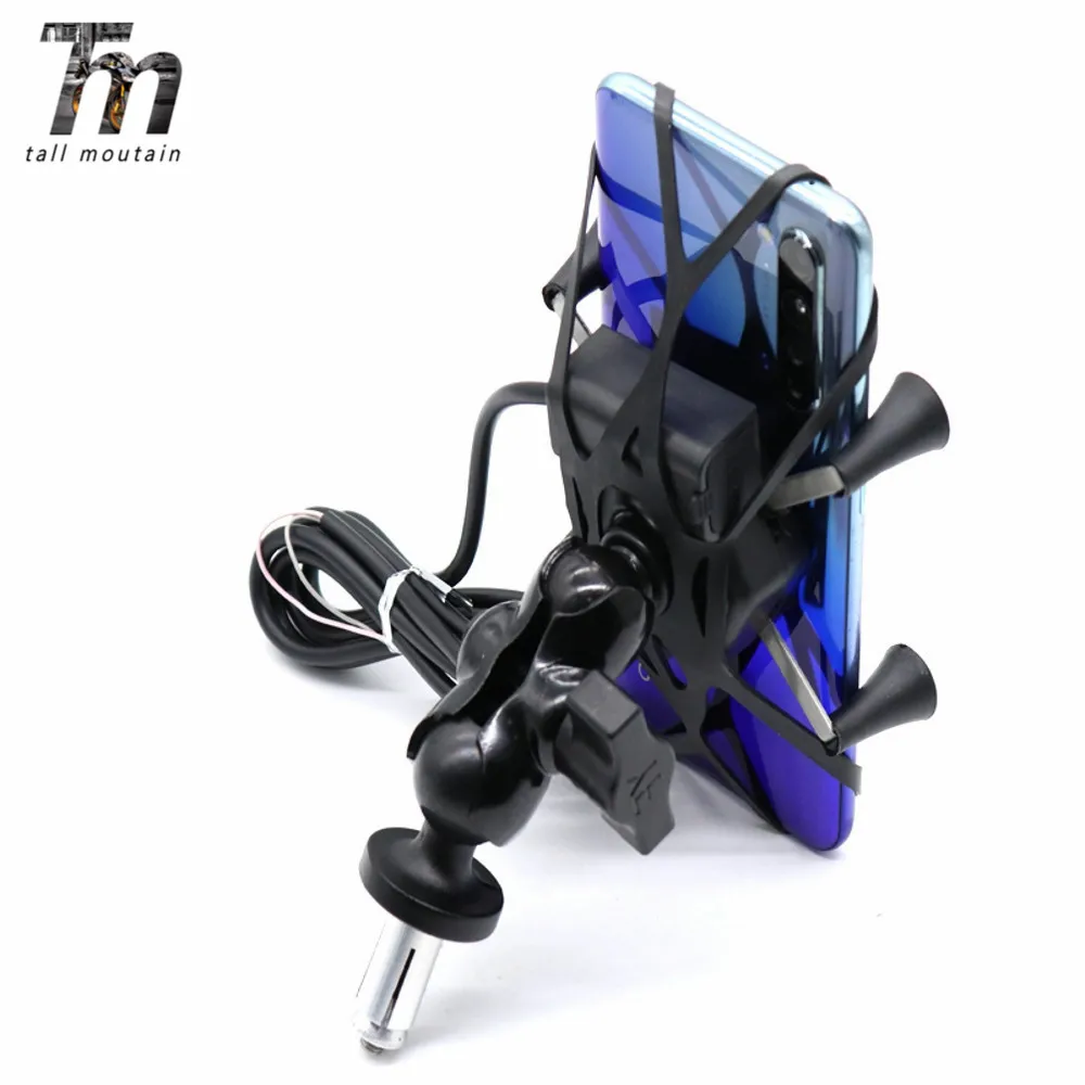 

Universal 360 Degree Adjustable Cell Phone Holder Motorcycle Bike Bicycle Mirror Usb Charging Bracket Bicycle Moto Handle Grip