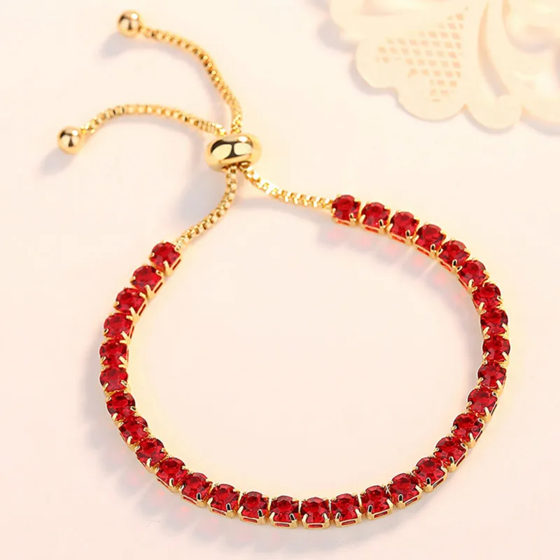 Роскошный женский циркониевый браслет красный/зеленый/белый/многоцветный