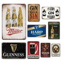 irish pub wall decor metal plates vintage beer poster tin sign gin wine signs decorative plaques retro kitchen plate home decor