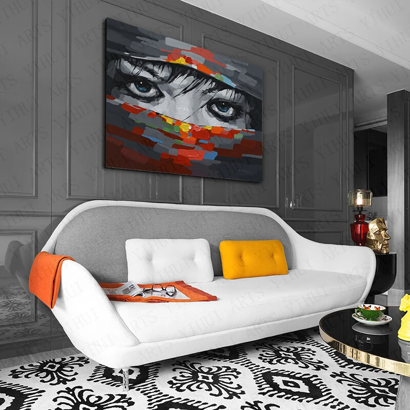 100% ручная роспись абстрактный ниндзя крутые глаза Масляная Краска на холсте