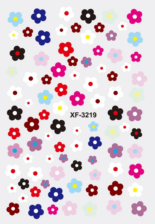 XF3219 3D маленький желтый цветочный дизайн ногтей Наклейка для дизайна украшения красный розовый наклейки для ногтей цветы наклейка на заднюю панель клей Наклейка для ногтей - Цвет: XF3219