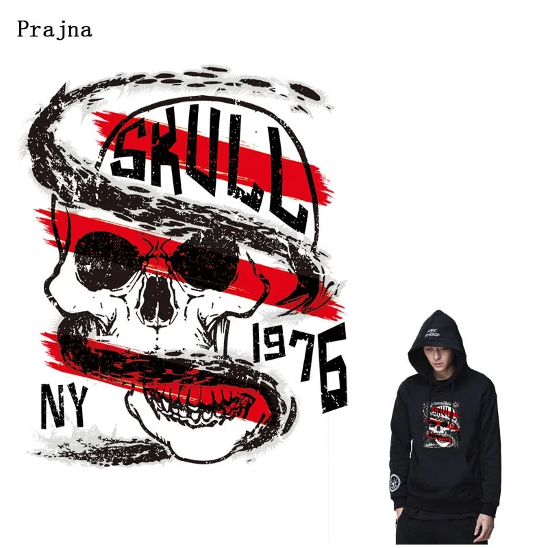 

Prajna Skull Patch Punk Rock Biker Iron On Transfers Vinyl Heat Transfers Iron On Patches For Clothing Stickers Coat Thermal