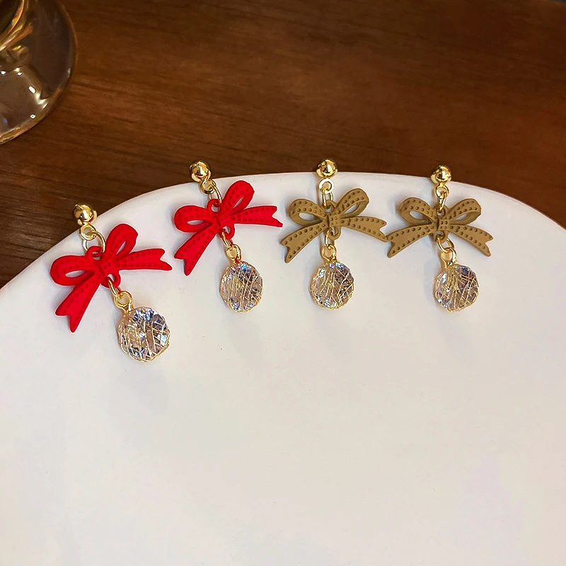 

Trendy Bowknot Crystal Drop Earrings for Women Girl Temperament Jewelry AAA Zircon S925 Needle Weddings Birthday Party Fine Gift
