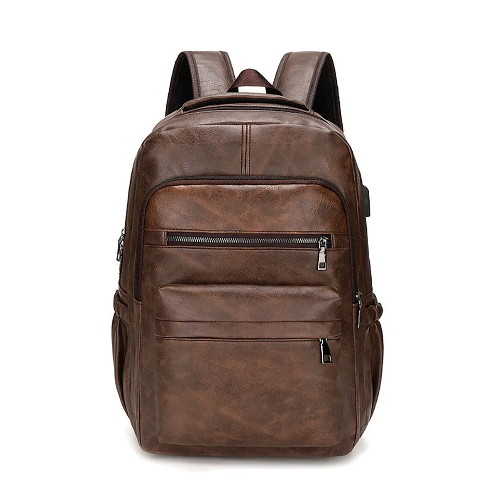 

JCHENSJ 15.6 inch School Laptop Backpack For Men Large Capacity PU Leather Travel Working Men's Backpack College Student Bag
