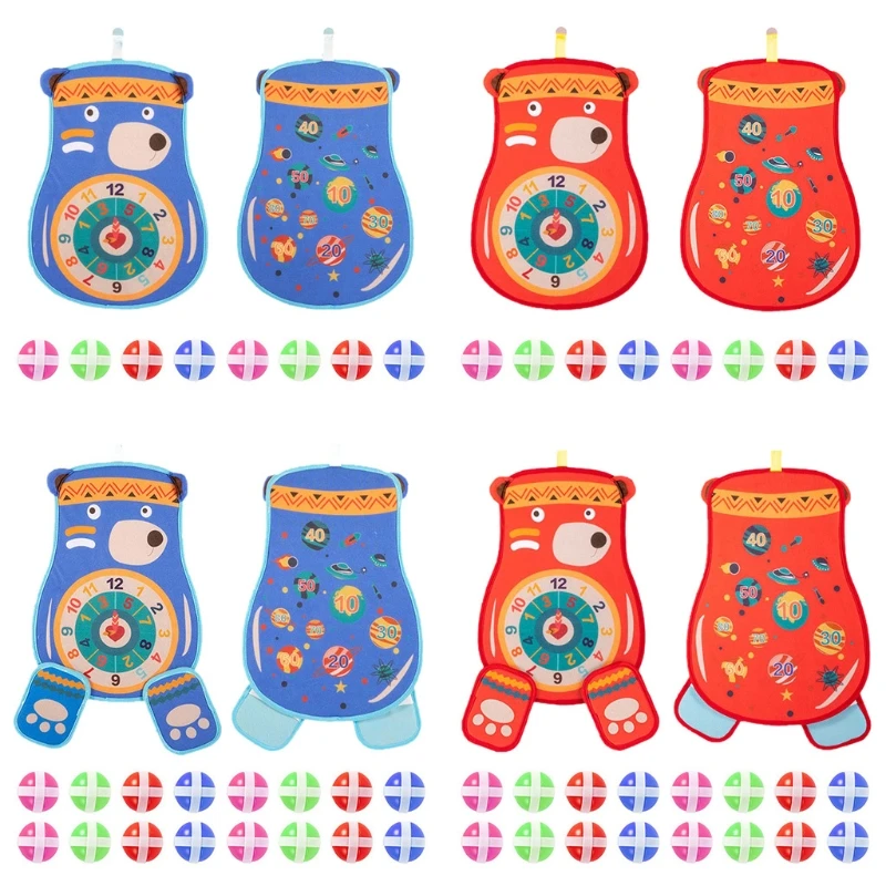 

L38E Children Double-sided Cartoon Dart Board Kindergarten Throwing 8/16 Sticky Balls Indoor Sports Toy Interactive Dartboard