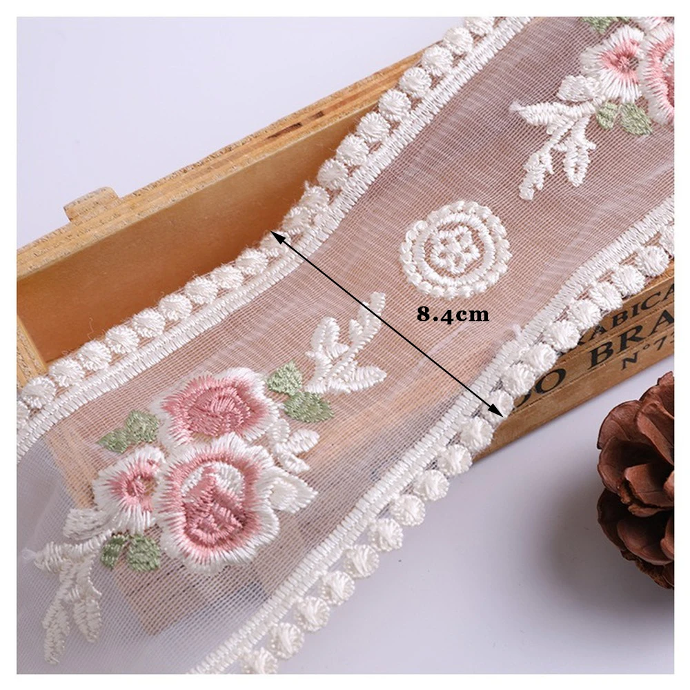 Лента для волос с вышивкой в виде роз прозрачная сетчатая лента цвета слоновой