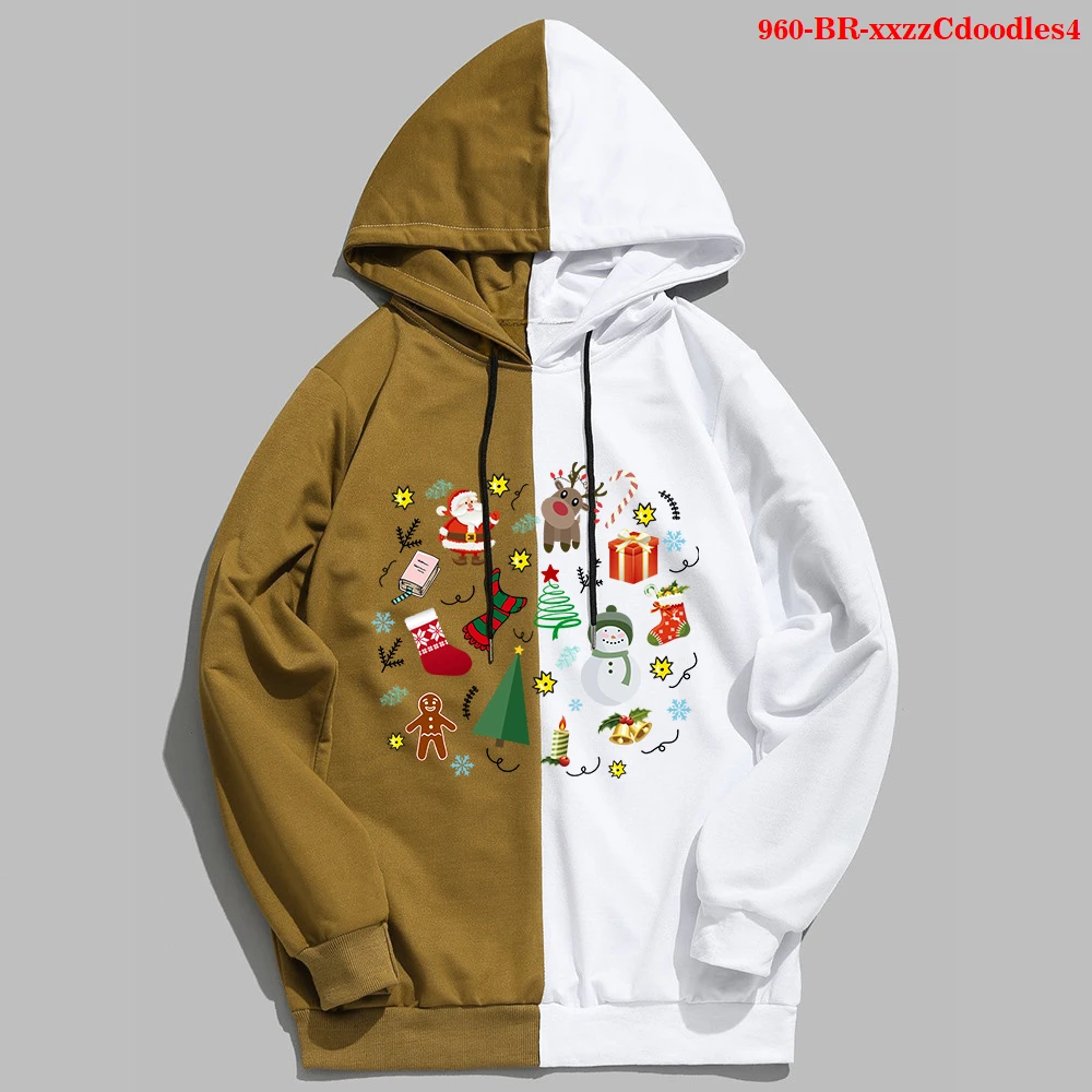 

christmas doodles Harajuku Pullovers Casual Tops O-neck Women's Hooded autumn Sweatshirt Oversized Hoodie Pullovers Long Sleeves