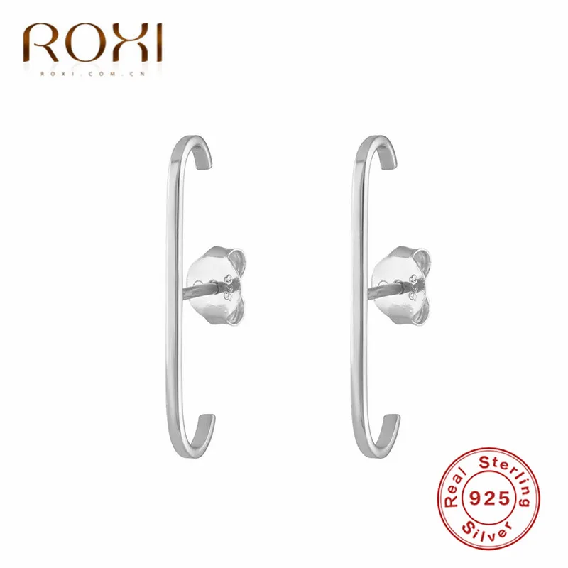 ROXI 925 Sterling Silver Simple Geometric Stud Earrings for Women Elegant Wedding Handmade Jewelry Accessories Party Brincos | Украшения и
