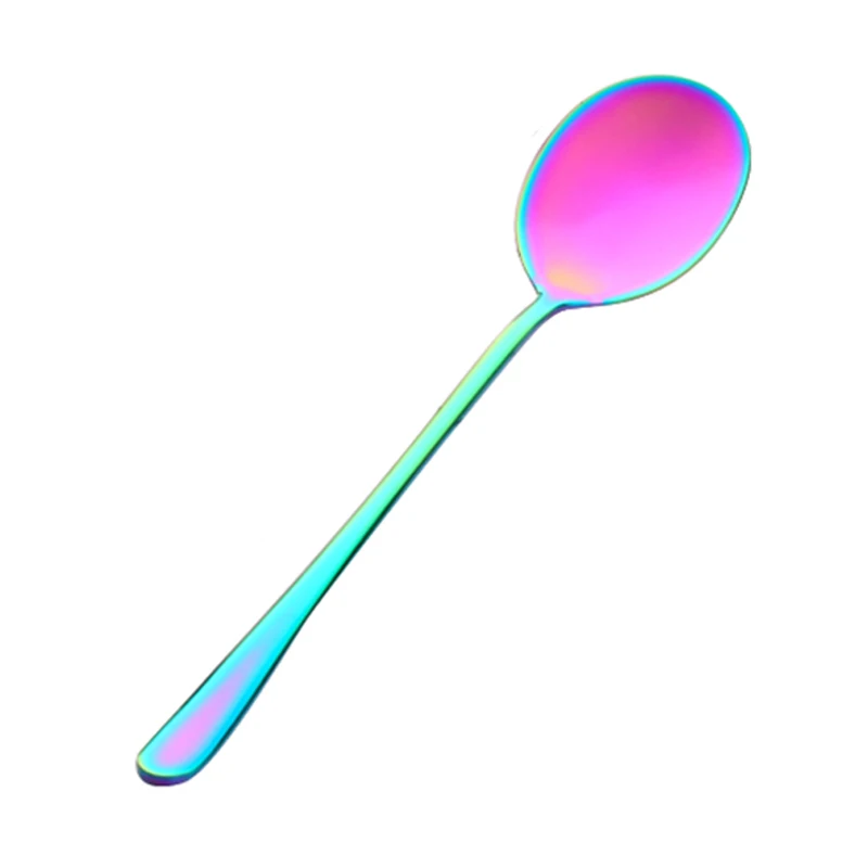 multicolor 7 цветов ложка из нержавеющей стали с длинной ручкой ложка кофейная ложка чайная домашняя кухонная столовые ложки Размер - Цвет: multicolor