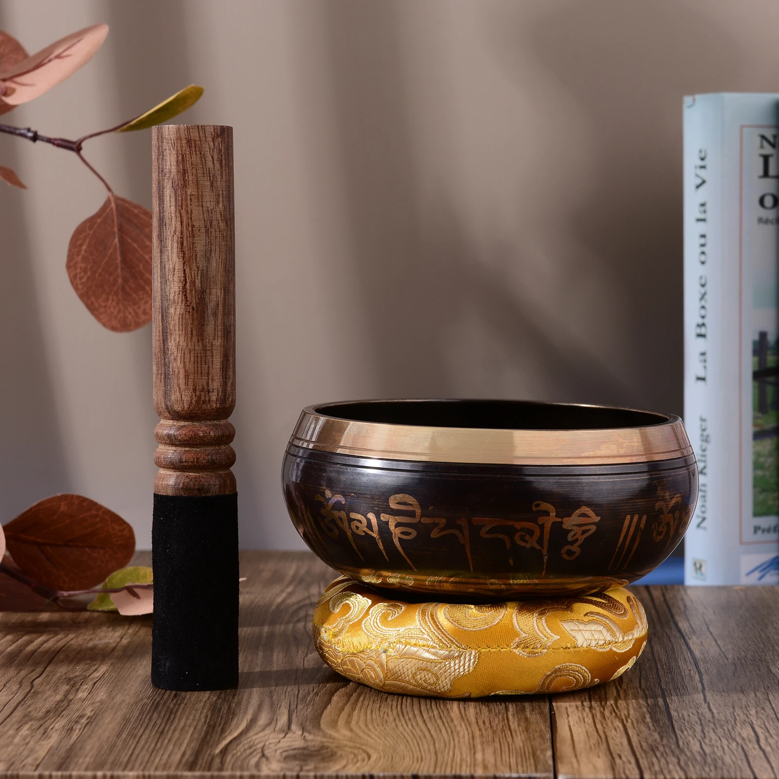 

Muslady Tibetan Singing Bowl Set with 12.5cm/5inch Handmade Metal Sound Bowl & Soft Cushion Wooden for Meditation Sound