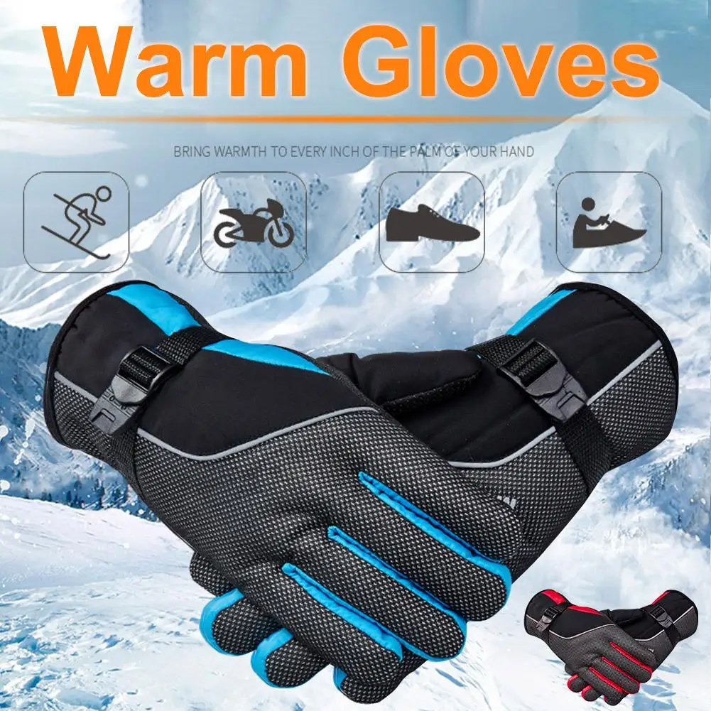 

A Pair Night Reflective Driving Winter Warm Gloves Windproof Splash-proof Riding Mittens For Motorcycle Protective Gloves