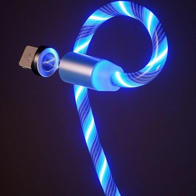 1 м Магнитный кабель Led жидкий свет зарядный Быстрая зарядка Micro USB Type C Lightning