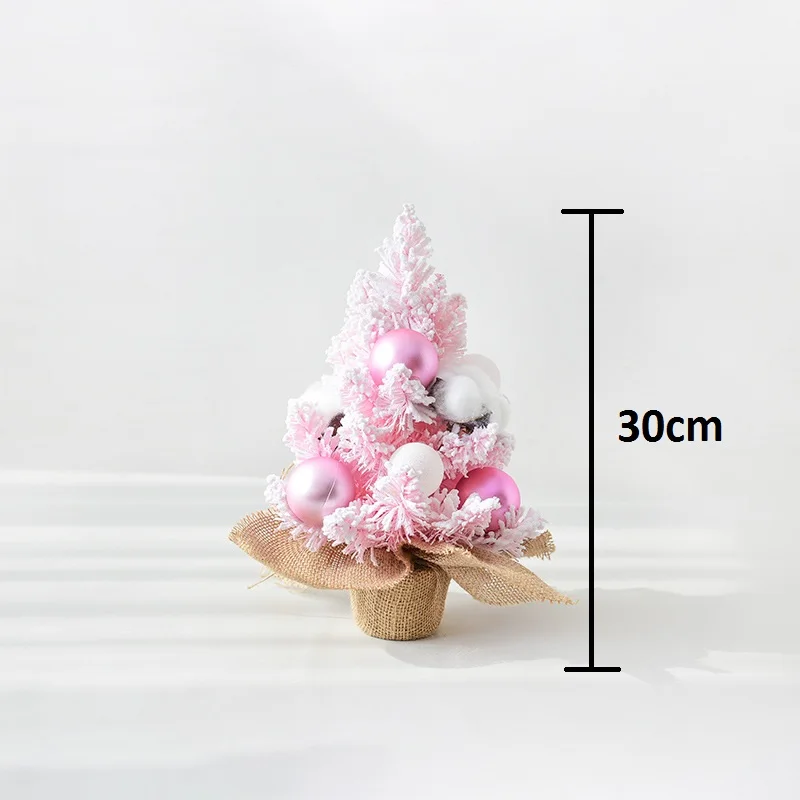 30/45/60/90cm Pink Christmas Artificial Tree Snow folcked tree Wreath Ball Ornaments trees New Year Desktop Window Home Decor | Дом и сад