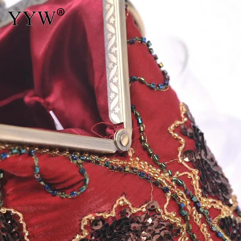 

Luxury Beads Evening Clutch Bag Woman Fashion Wedding Party Elegant Handbag Female Retro Floral Bags with Chain