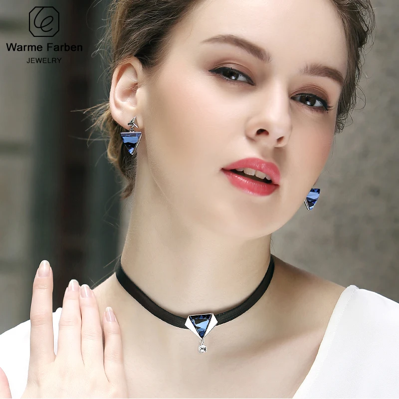 Warme Farben Кристалл от Swarovski женское ожерелье барокко Черная веревка цепь ключицы колье ожерелье на шею сексуальные ожерелья