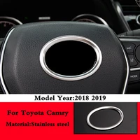 for toyota camry 2018 2019 car interior styling steering wheel center ring logo trim stainless steel decoration accessories 1pcs