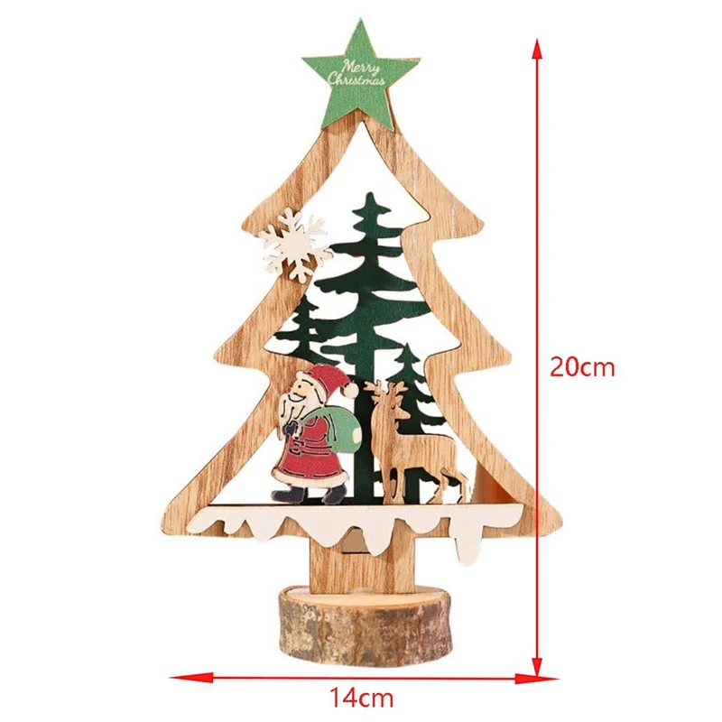 4 Pcs Mini Christmas Trees Wooden Assembled Table Top Decorations for Display Window DIY Home Decor | Дом и сад