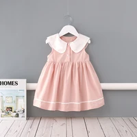 midoo girls dresses childrens clothing a line cute sleeveless peter pan collar party casual summer kids cotton dress clothes
