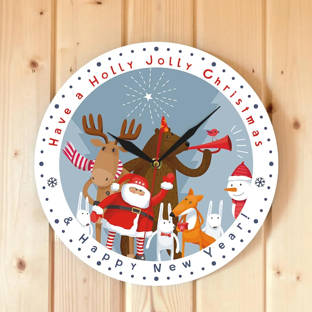 Счастливого Рождества Праздник времени современные настенные часы домашний
