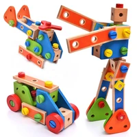 4570pcs montessori baby wooden model building block kits nut combination toys diy nut assembly wood screw toy for children gift