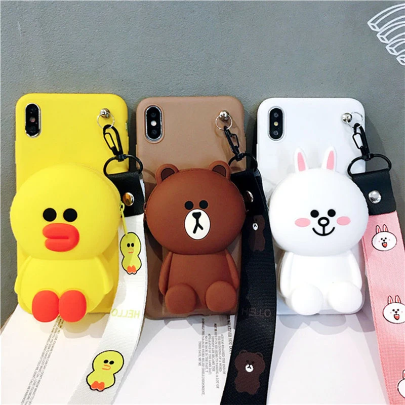 Кошелек, силиконовый чехол для телефона, для iPhone X, XR, XS, MAX, 7, 8, 6, 6S Plus, милый, 3D, стежок, мультяшная сумка для Apple, iPhone, 11 Pro, Max, роскошный