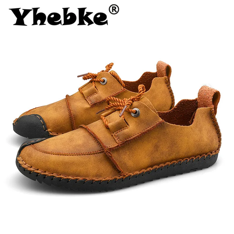 Yhebke/брендовая мужская обувь Кожаные повседневные лоферы на плоской подошве
