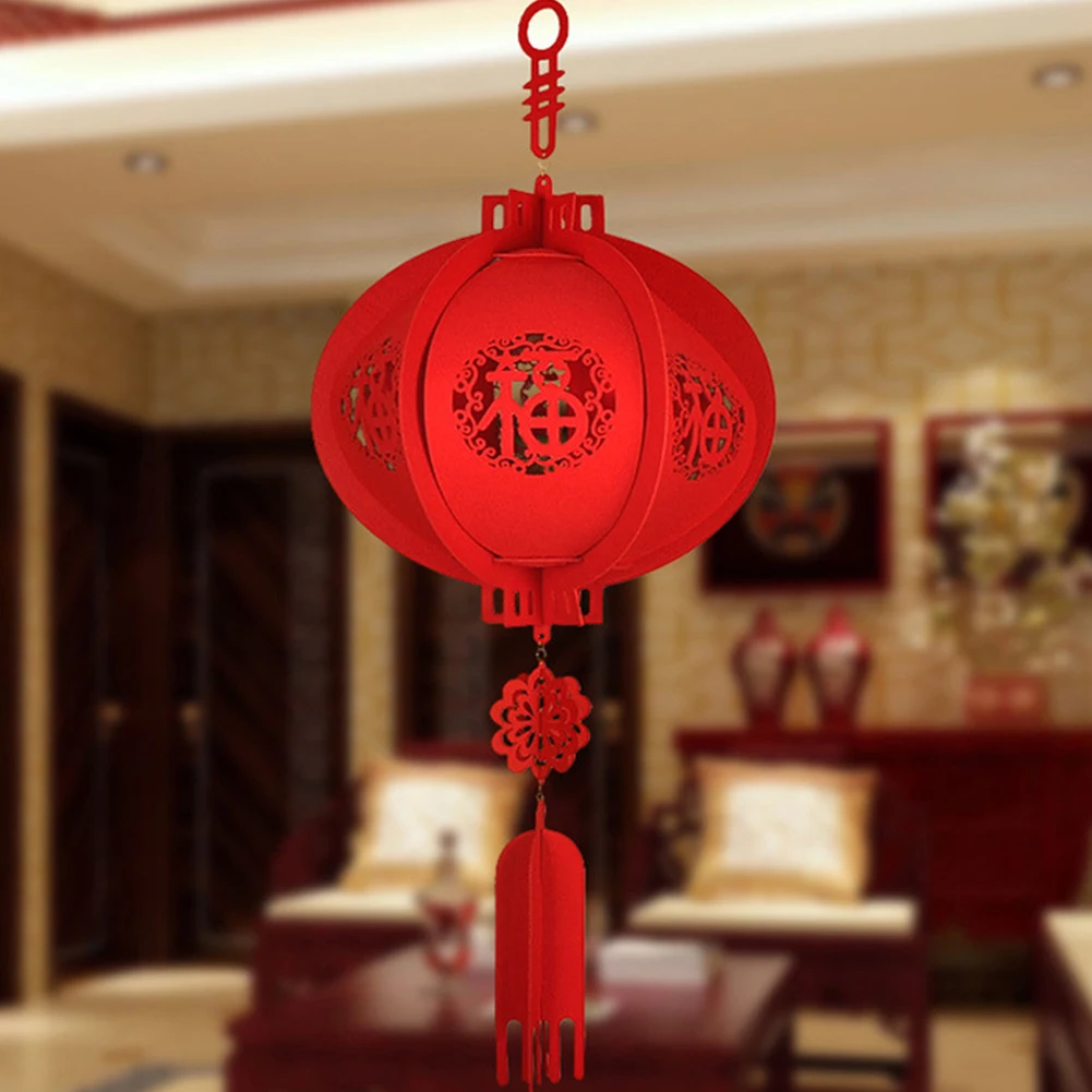 

Chinese Festival And Celebration Paper Lantern Chinese Lucky Red Fu 3D Puzzle Lantern Home Decor New Year Celebration Supplies