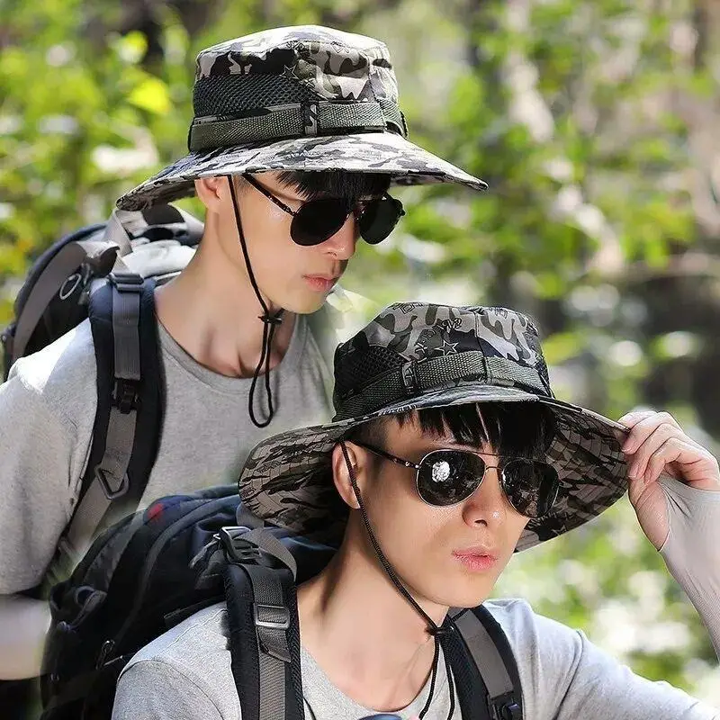 Hat Men's Summer Foldable Camouflage Military Hat Sunshade Camouflage Hat Men's Outdoor Fishing Hat Sunscreen Fisherman's Hat 87