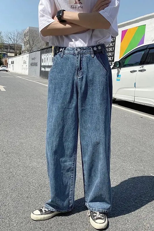 

2020 Summer And Autumn New Youth Popular Solid Color Thin Section Loose Jeans Fashion Casual Wild Couple Straight Pants
