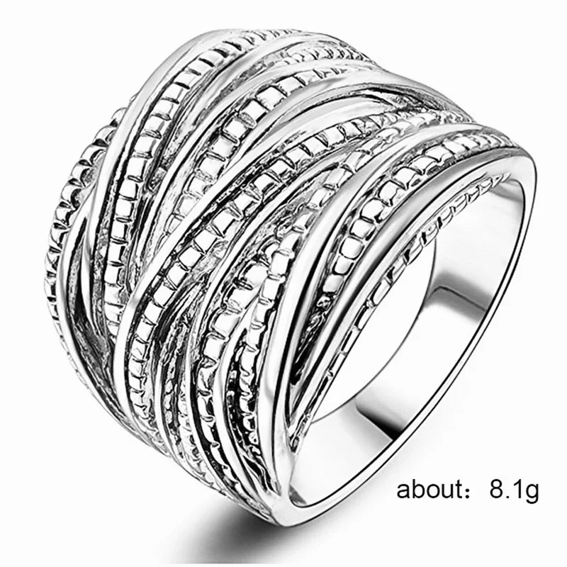 

Fashion Micro Inlaid Zircon Winding Multilayer Gold Color Geometric Irregular Two-tone Ring for Women Party Jewelry Accessories