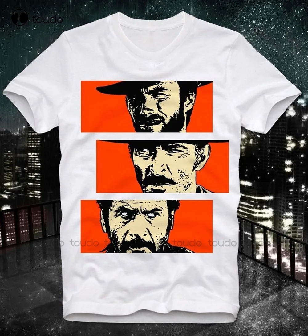 

Summer 100% Cotton Normal The Good Bad Ugly Elint Eastwood Cult Western Movie Retro Vintage White Custom Design Shirts Xs-5Xl