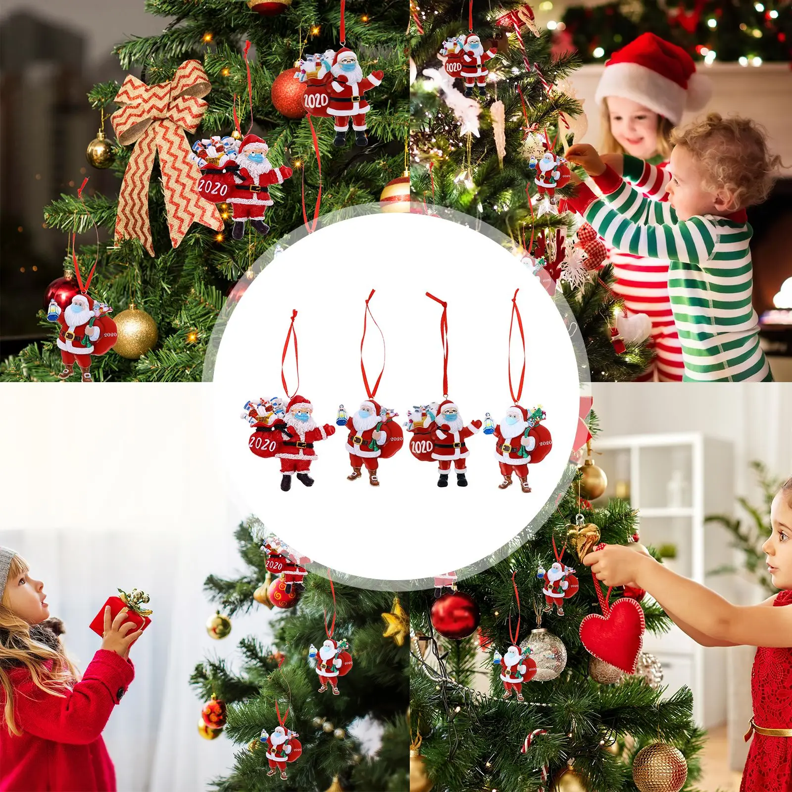 Для волос (4 предмета) Рождество дерево Подвеска Рождественский Санта Клаус висит
