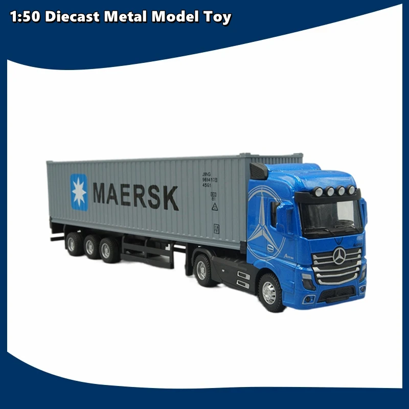 

1:50 Diecast Metal Model Toy Container truck Pull Back With Sound & Light