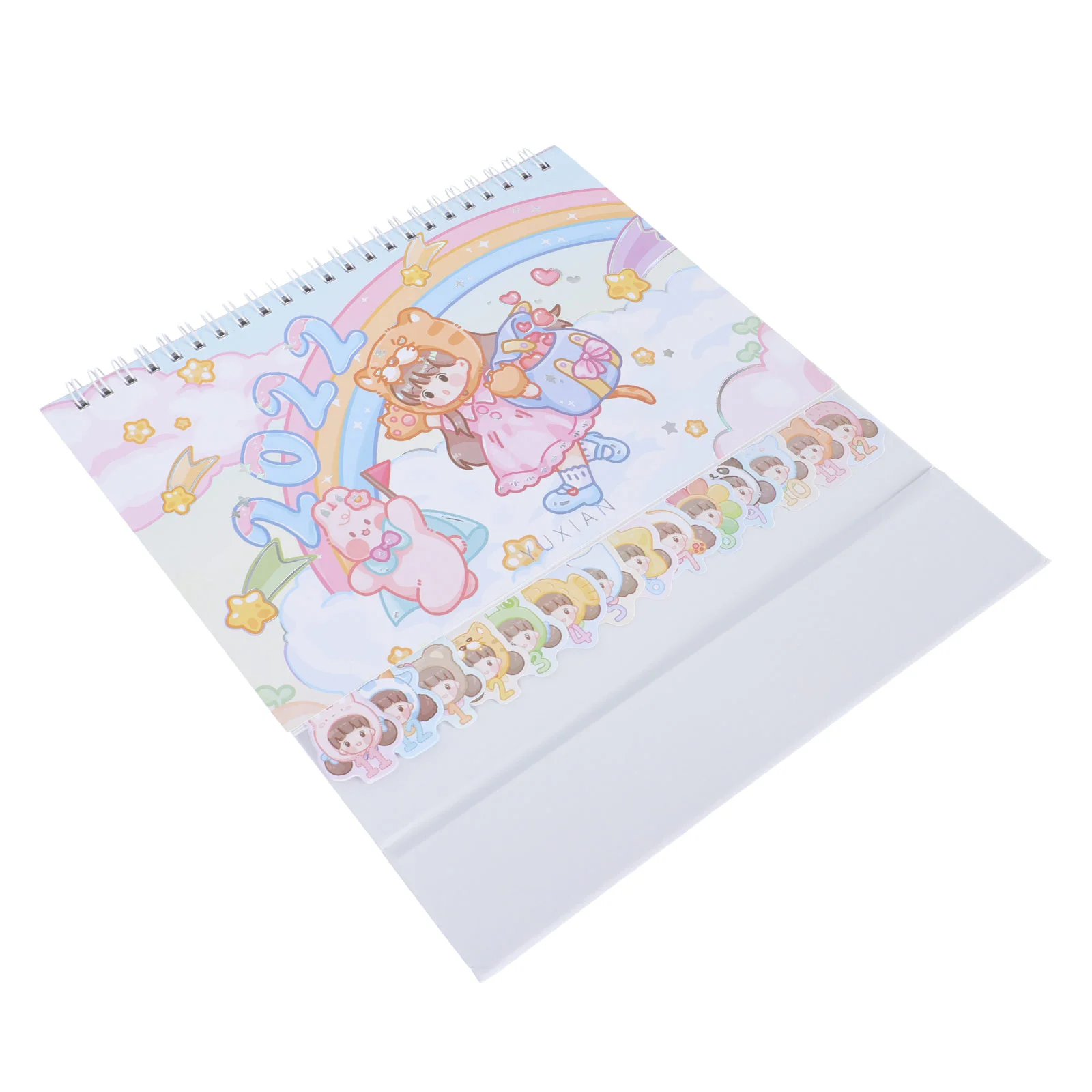 

1 Set of Desk Calendar Rainbow Cartoon Decoration Coil 2022 Calendar for Home