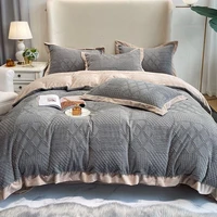 luxury tufted bedding sets velvet duvet cover bed sheet pillowcases queen king quilt cover set soft bedding all seasons