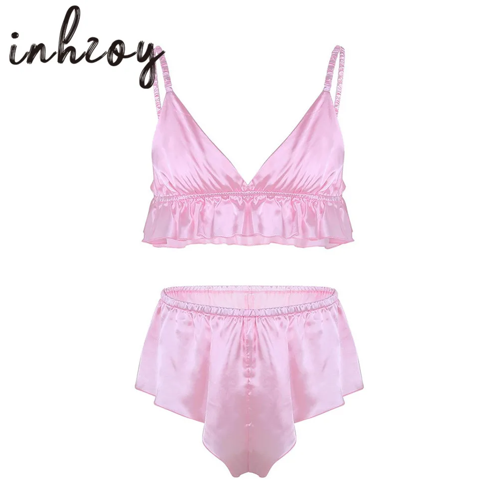 Мягкое Шелковистое нижнее белье Sissy для мужчин бюстгальтер топы со свободными