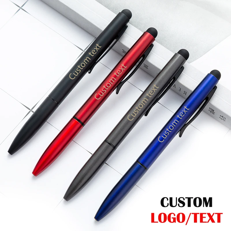 100Pcs Multifunction Metal Touch Pen Custom Logo Ballpoint Pen Stationery Wholesale School Supplies Lettering Engraved Name