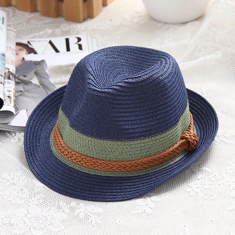 british style Summer Little Hat Ladies Contrast Color Trend Straw High Quality Hand-woven Leather Rope Decorative Beach | Аксессуары для