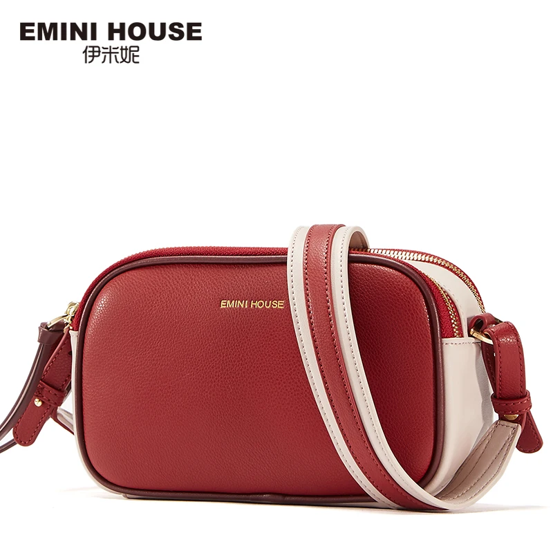 EMINI HOUSE женская сумка с зернистой текстурой личи клапаном спилок со вставками в