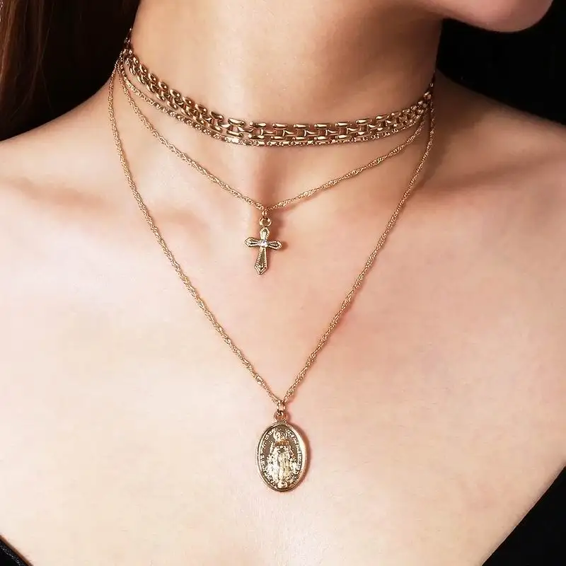 style 24 Бохо чокер с несколькими слоями ожерелье s для женщин золотая луна письмо кисточкой кулон цепь длинное многослойное ожерелье модное женское ювелирное изделие подарок - Окраска металла: style 24