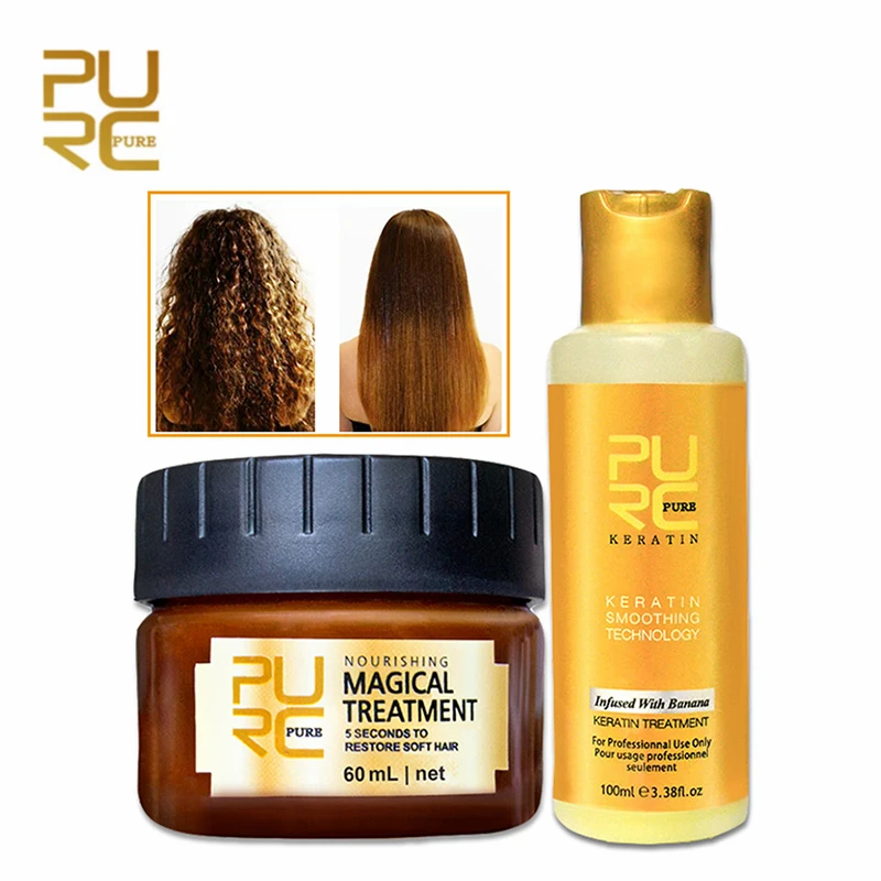 PURC бразильская маска для волос с ароматом банана 8% Кератиновое лечение