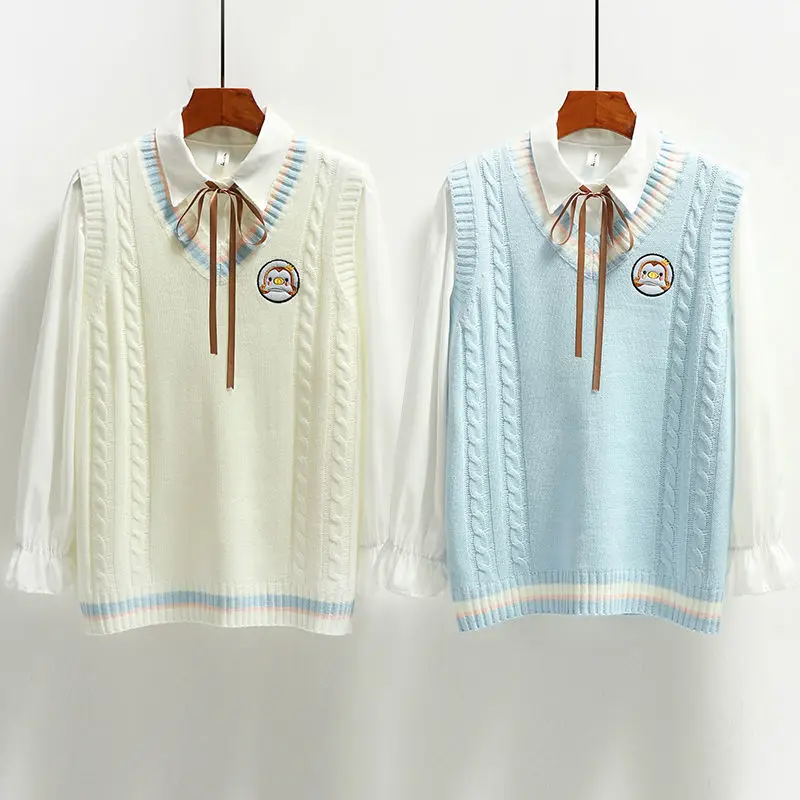 Свитер в стиле преппи подростковый жилет вязаный джемпер для девочек-подростков