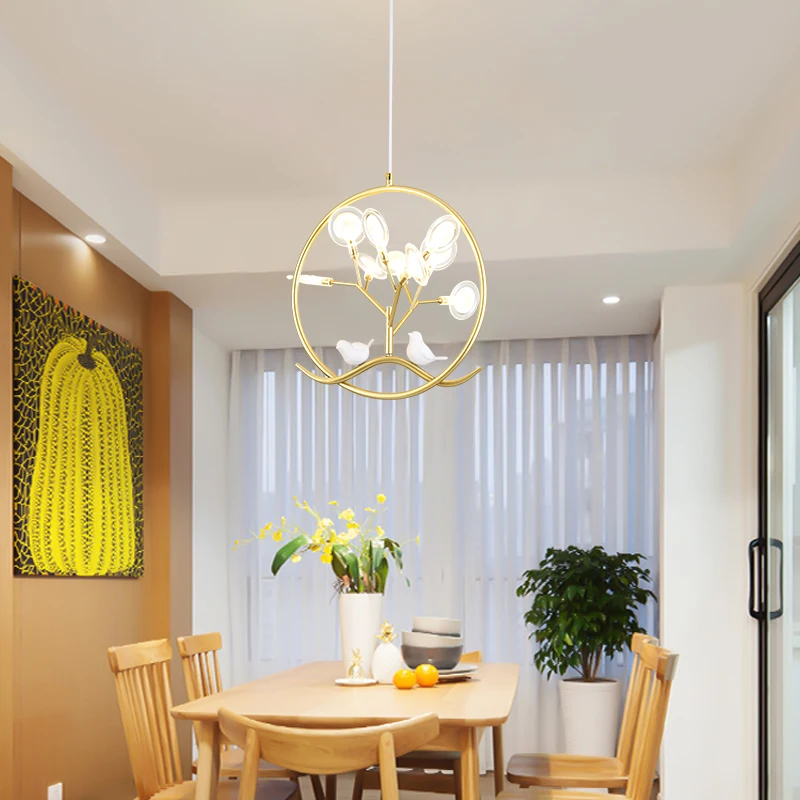 Птица клетка кольцо люстра лампа Скандинавский дизайн ветка дерева для дома