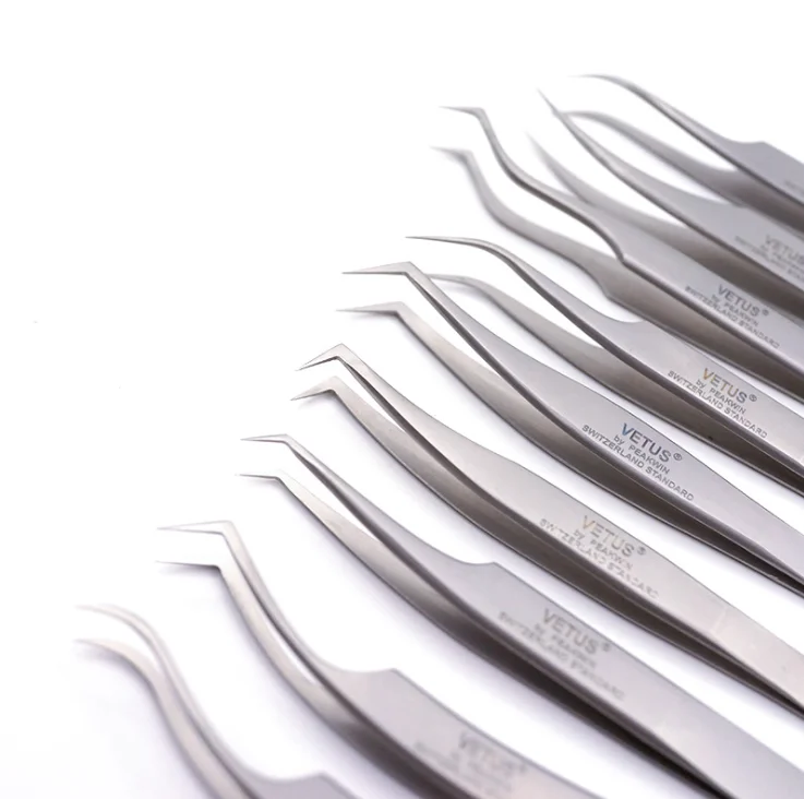 

100pcs Vetus SA Fan Eyelash Tweezers Profissional For 3D/6D Volume Eyelash Extension Anti-static Lashes Tweezers Makeup Tools