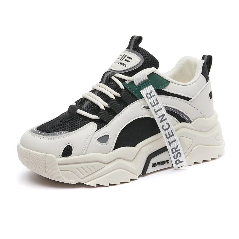 

2021 New Spring Ins Tide Korean Round Toe Casual Running Shoes Thick Bottom Net Red All-Match Women's Sports Shoes